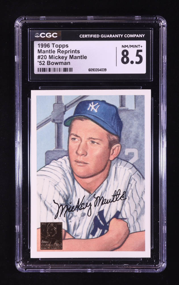 Mickey Mantle 1996 Topps Mantle Reprints #20 / 1952 Bowman (CGC 8.5) at PristineAuction.com Mickey Mantle 1996 Topps Mantle Reprints #20 / 1952 Bowman (CGC 8.5) at PristineAuction.com