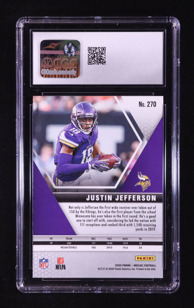 Justin Jefferson 2020 Panini Mosaic #270 DEB RC (CGC 8.5) at PristineAuction.com Justin Jefferson 2020 Panini Mosaic #270 DEB RC (CGC 8.5) at PristineAuction.com