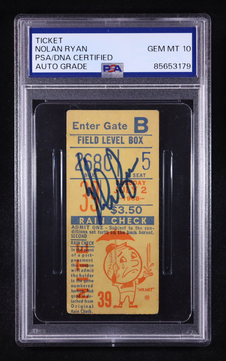 Nolan Ryan Signed 1968 Mets Shea Stadium Original Ticket (PSA | Autograph Graded PSA 10) at PristineAuction.com Nolan Ryan Signed 1968 Mets Shea Stadium Original Ticket (PSA | Autograph Graded PSA 10) at PristineAuction.com