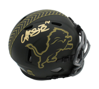 Amon-Ra St. Brown Signed Lions Salute to Service Alternate Speed Mini Helmet (Beckett) at PristineAuction.com