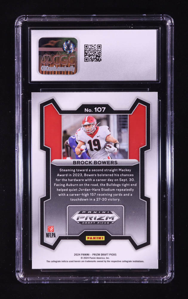 Brock Bowers 2024 Panini Prizm Draft Picks #107 RC (CGC 9) at PristineAuction.com Brock Bowers 2024 Panini Prizm Draft Picks #107 RC (CGC 9) at PristineAuction.com