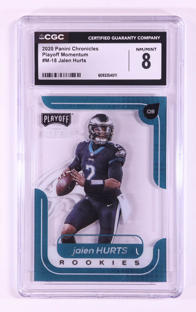 Jalen Hurts 2020 Momentum Rookies #18 RC (CGC 8) at PristineAuction.com Jalen Hurts 2020 Momentum Rookies #18 RC (CGC 8) at PristineAuction.com