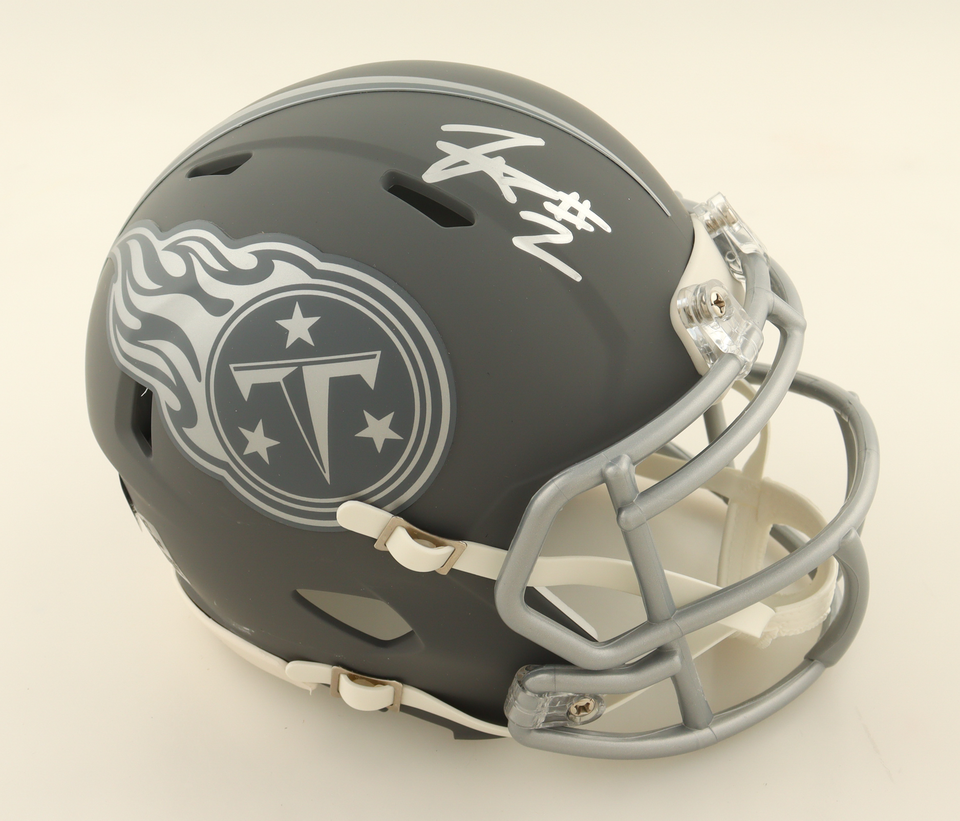 Tyjae Spears Signed Titans Slate Alternate Speed Mini Helmet (Beckett) at PristineAuction.com Tyjae Spears Signed Titans Slate Alternate Speed Mini Helmet (Beckett) at PristineAuction.com