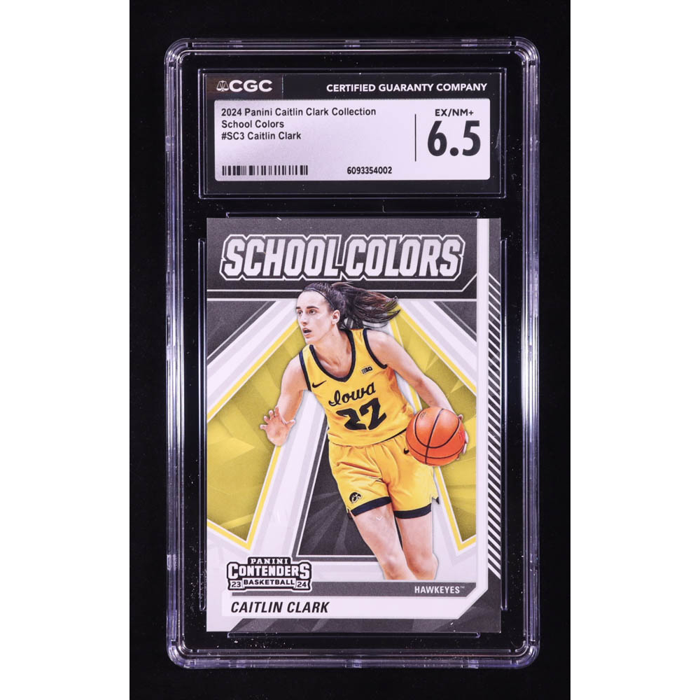 Caitlin Clark 2024 Panini Caitlin Clark Collection Contenders School Colors #SC3 RC (CGC 6.5) at PristineAuction.com