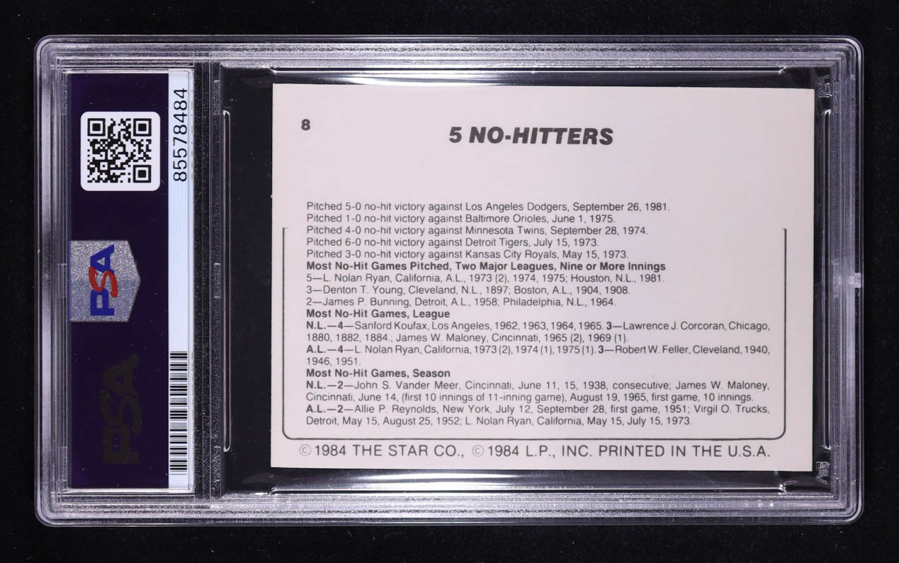 Nolan Ryan Signed 1986 Star Co. 5 No Hitters #8 (PSA | Autograph Graded PSA 10) at PristineAuction.com Nolan Ryan Signed 1986 Star Co. 5 No Hitters #8 (PSA | Autograph Graded PSA 10) at PristineAuction.com