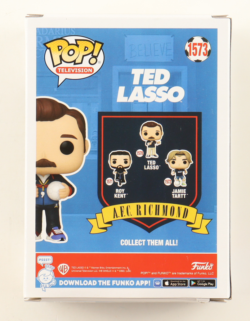 Jason Sudeikis Signed "Ted Lasso" #1573 Ted Lasso Funko Pop! Vinyl Figure (Beckett) at PristineAuction.com Jason Sudeikis Signed "Ted Lasso" #1573 Ted Lasso Funko Pop! Vinyl Figure (Beckett) at PristineAuction.com