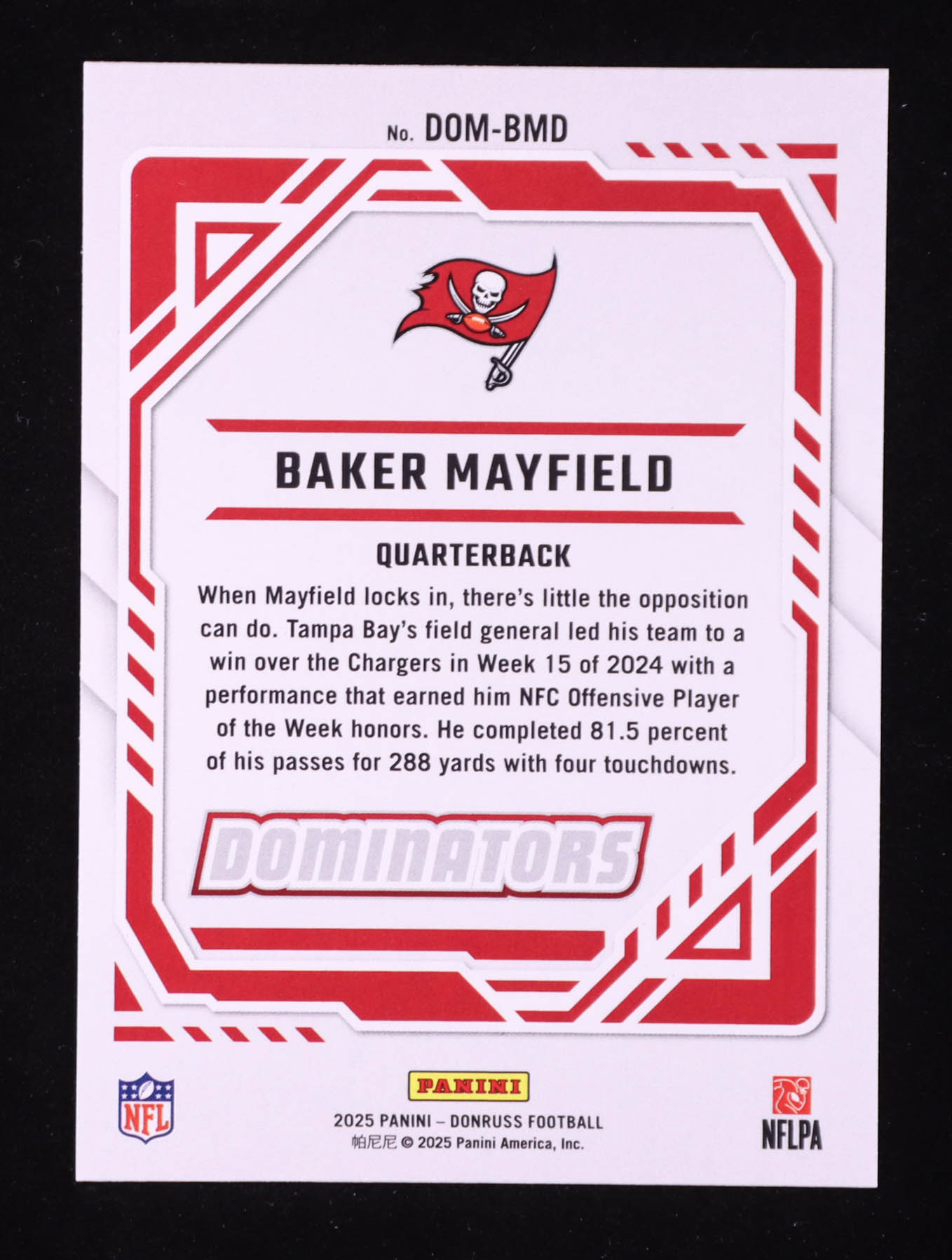 Baker Mayfield 2025 Panini Donruss Dominators #DOM-BMD at PristineAuction.com Baker Mayfield 2025 Panini Donruss Dominators #DOM-BMD at PristineAuction.com
