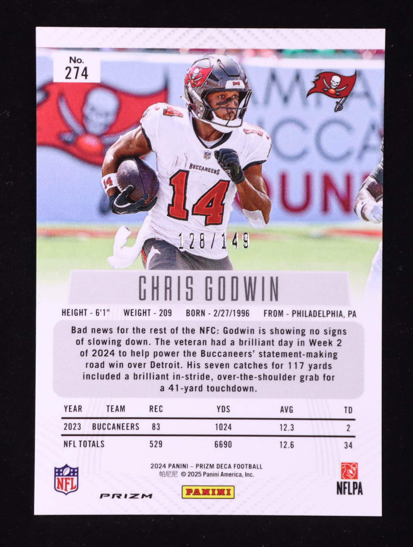 Chris Godwin 2024 Prizm Blue #274 #128/149 at PristineAuction.com Chris Godwin 2024 Prizm Blue #274 #128/149 at PristineAuction.com