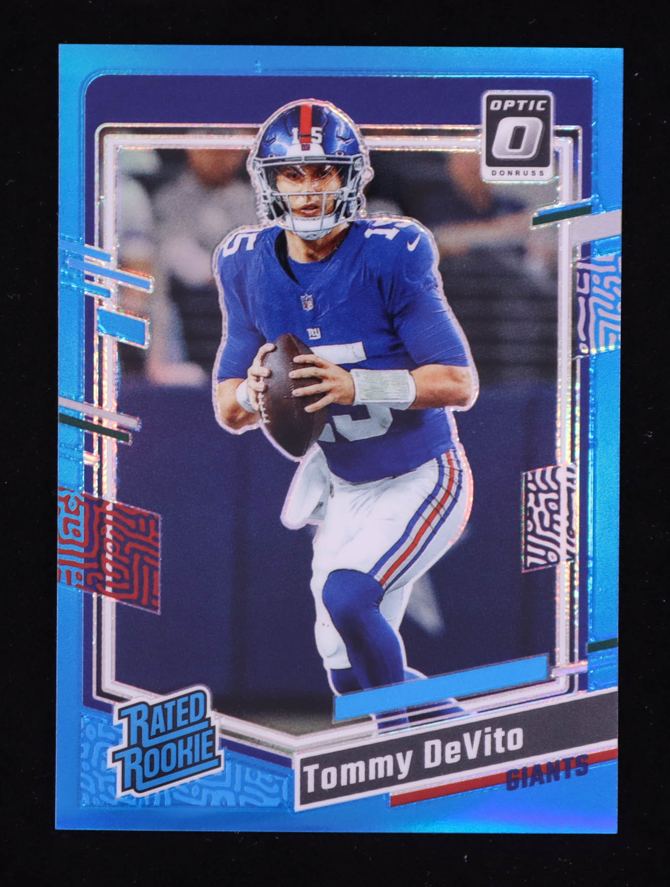 Tommy Devito 2023 Panini Donruss Optic Rated Rookies Blue #280 RC #287/299 at PristineAuction.com Tommy Devito 2023 Panini Donruss Optic Rated Rookies Blue #280 RC #287/299 at PristineAuction.com