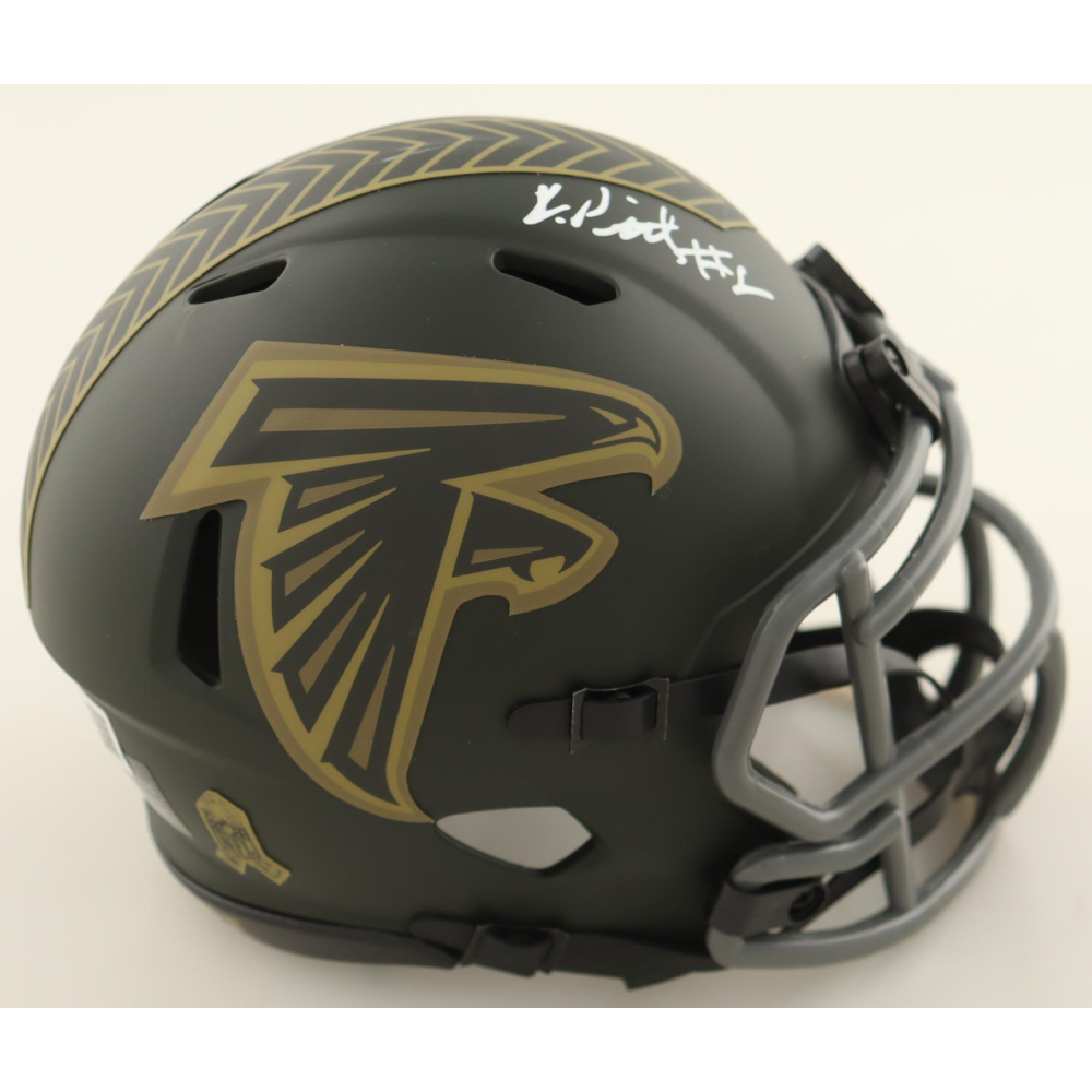 Kyle Pitts Signed Falcons Salute to Service Alternate Speed Mini Helmet (Beckett) at PristineAuction.com