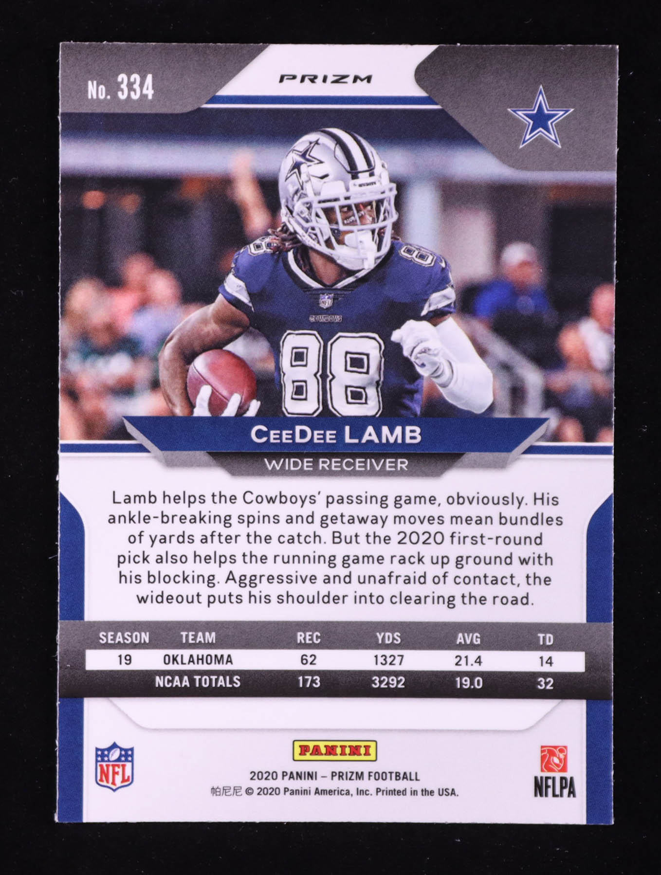 CeeDee Lamb 2020 Panini Prizm Red White Blue #334 RC at PristineAuction.com CeeDee Lamb 2020 Panini Prizm Red White Blue #334 RC at PristineAuction.com