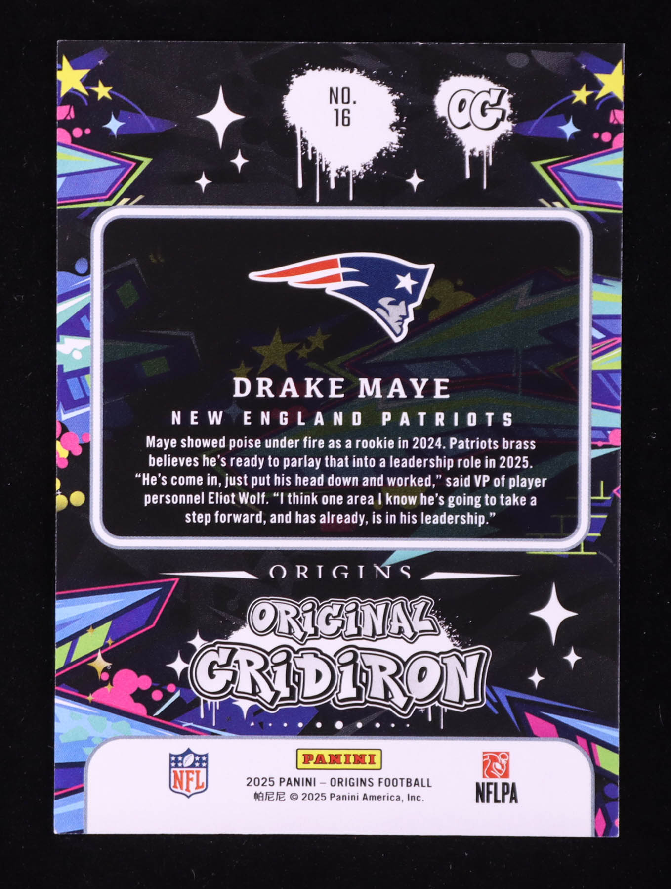 Drake Maye 2025 Panini Origins Original Gridiron #16 at PristineAuction.com Drake Maye 2025 Panini Origins Original Gridiron #16 at PristineAuction.com