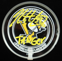 Kris Letang Signed Penguins Crystal Hockey Puck Filled with Game-Used 2022-23 Season Ice Inscribed "Tanger" (Fanatics) at PristineAuction.com