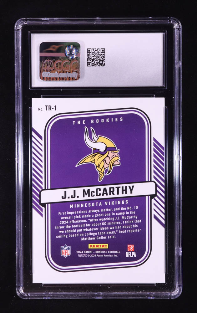 JJ McCarthy 2024 Donruss The Rookies #1 RC (CGC 9.5) at PristineAuction.com JJ McCarthy 2024 Donruss The Rookies #1 RC (CGC 9.5) at PristineAuction.com