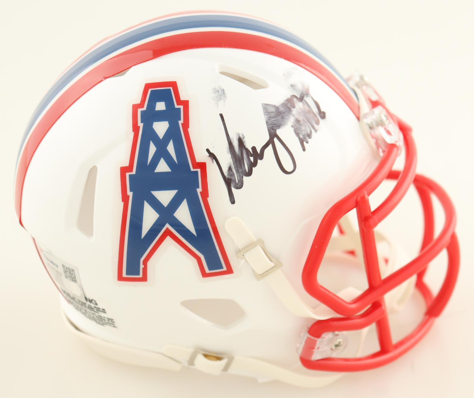 Warren Moon Signed Oilers Throwback Speed Mini Helmet Inscribed "HOF 06" (Fanatics) at PristineAuction.com Warren Moon Signed Oilers Throwback Speed Mini Helmet Inscribed "HOF 06" (Fanatics) at PristineAuction.com