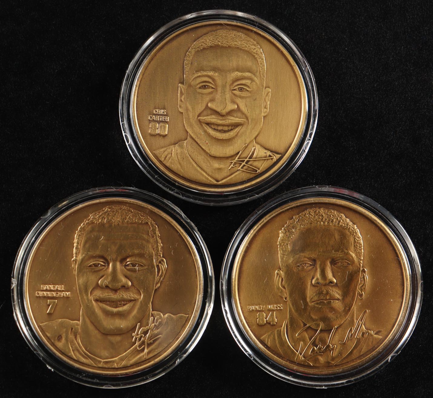 Set of (3) LE "Vikings" Highland Mint Solid Bronze Medallions with Original Case at PristineAuction.com Set of (3) LE "Vikings" Highland Mint Solid Bronze Medallions with Original Case at PristineAuction.com