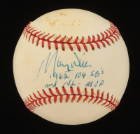 Maury Wills Signed ONL Baseball Inscribed "1962 104 SB's and N.L. MVP" (JSA) at PristineAuction.com