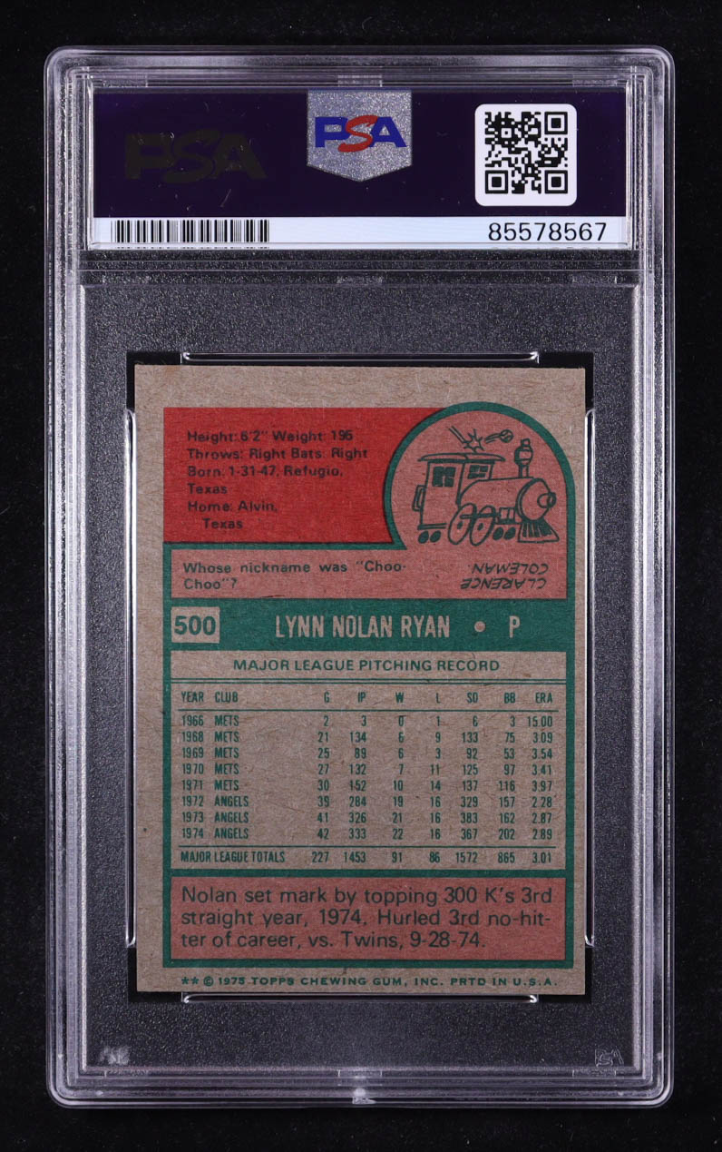Nolan Ryan Signed 1975 Topps Mini #500 (PSA | Autograph Graded PSA 10) at PristineAuction.com Nolan Ryan Signed 1975 Topps Mini #500 (PSA | Autograph Graded PSA 10) at PristineAuction.com