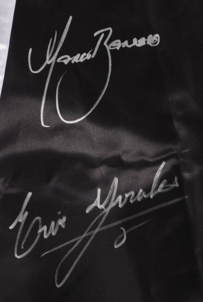 Julio Cesar Chavez, Marco Barrera & Erik Morales Signed Cleto Reyes Boxing Robe (JSA) at PristineAuction.com Julio Cesar Chavez, Marco Barrera & Erik Morales Signed Cleto Reyes Boxing Robe (JSA) at PristineAuction.com