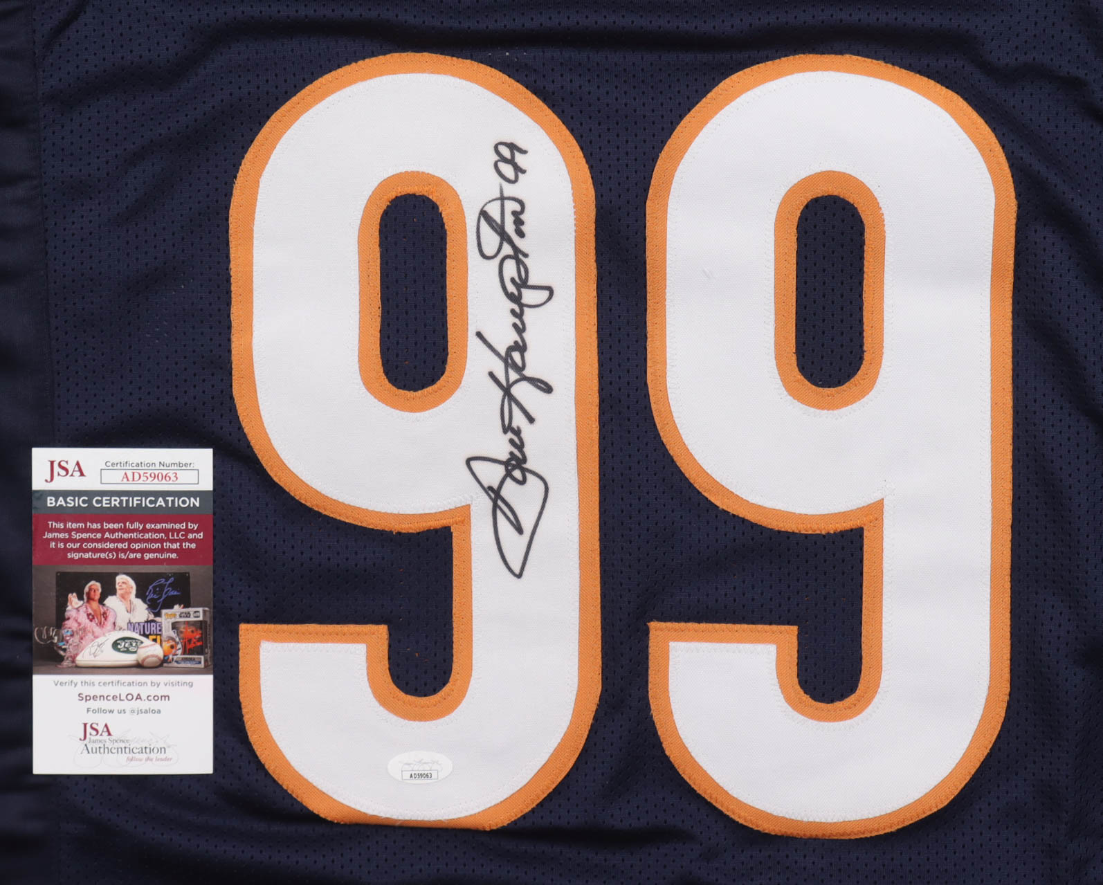 Dan Hampton Signed Career Highlight Stat Jersey Inscribed "HOF 2002" (JSA) at PristineAuction.com Dan Hampton Signed Career Highlight Stat Jersey Inscribed "HOF 2002" (JSA) at PristineAuction.com