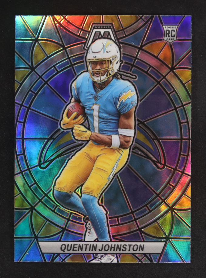 Quentin Johnston 2023 Panini Mosaic Stained Glass #29 RC at PristineAuction.com Quentin Johnston 2023 Panini Mosaic Stained Glass #29 RC at PristineAuction.com