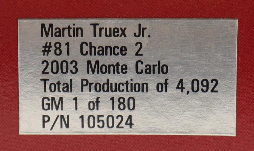 Martin Truex Jr. 2003 #81 Chance 2 Monte Carlo 1:24 Diecast Car at PristineAuction.com Martin Truex Jr. 2003 #81 Chance 2 Monte Carlo 1:24 Diecast Car at PristineAuction.com