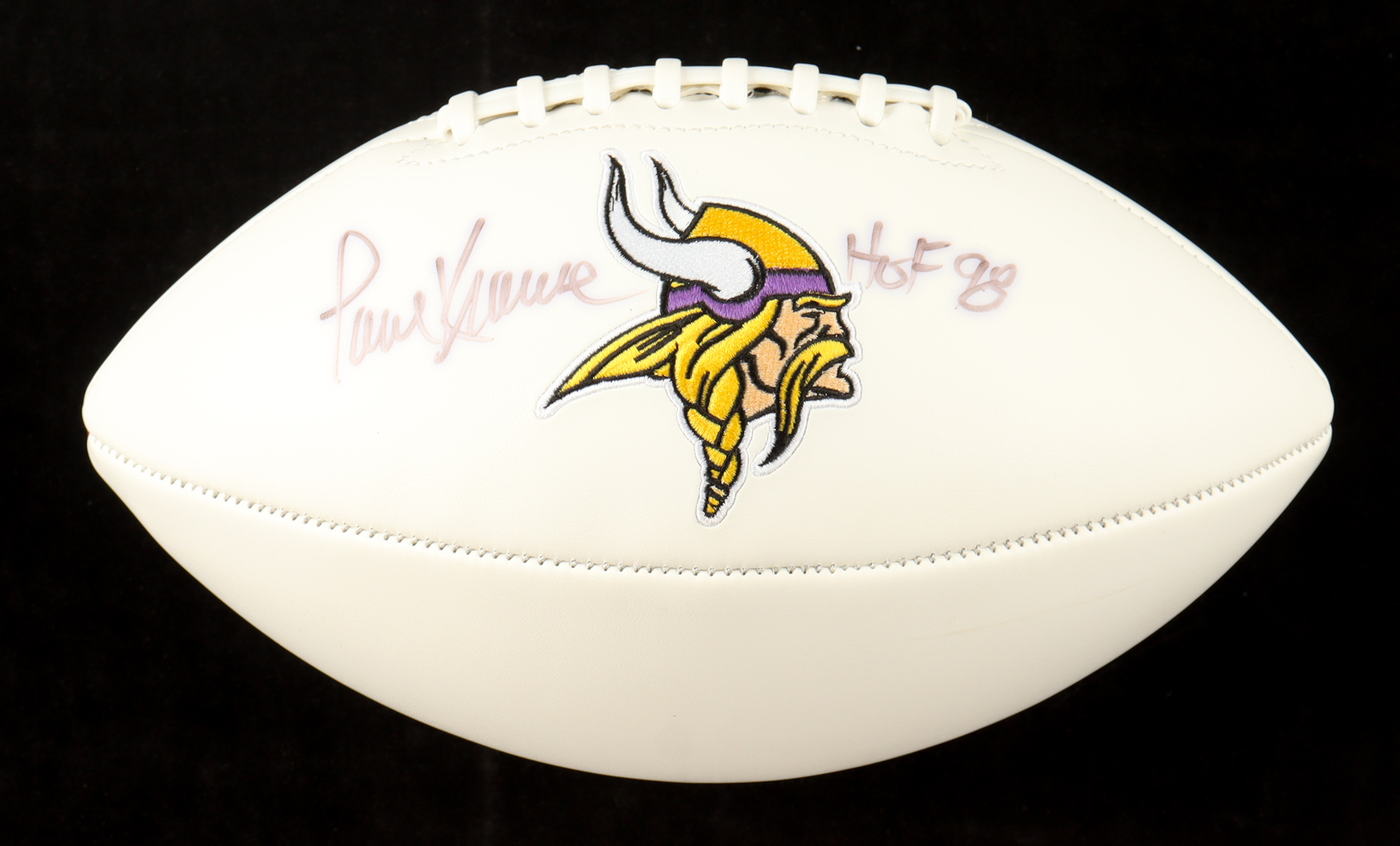 Paul Krause Signed Vikings Logo Football Inscribed "HOF 98" (JSA) at PristineAuction.com Paul Krause Signed Vikings Logo Football Inscribed "HOF 98" (JSA) at PristineAuction.com