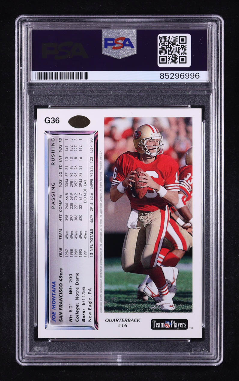 Joe Montana Signed 1992 Upper Deck #G-36 (PSA | Autograph Graded PSA 10) at PristineAuction.com Joe Montana Signed 1992 Upper Deck #G-36 (PSA | Autograph Graded PSA 10) at PristineAuction.com