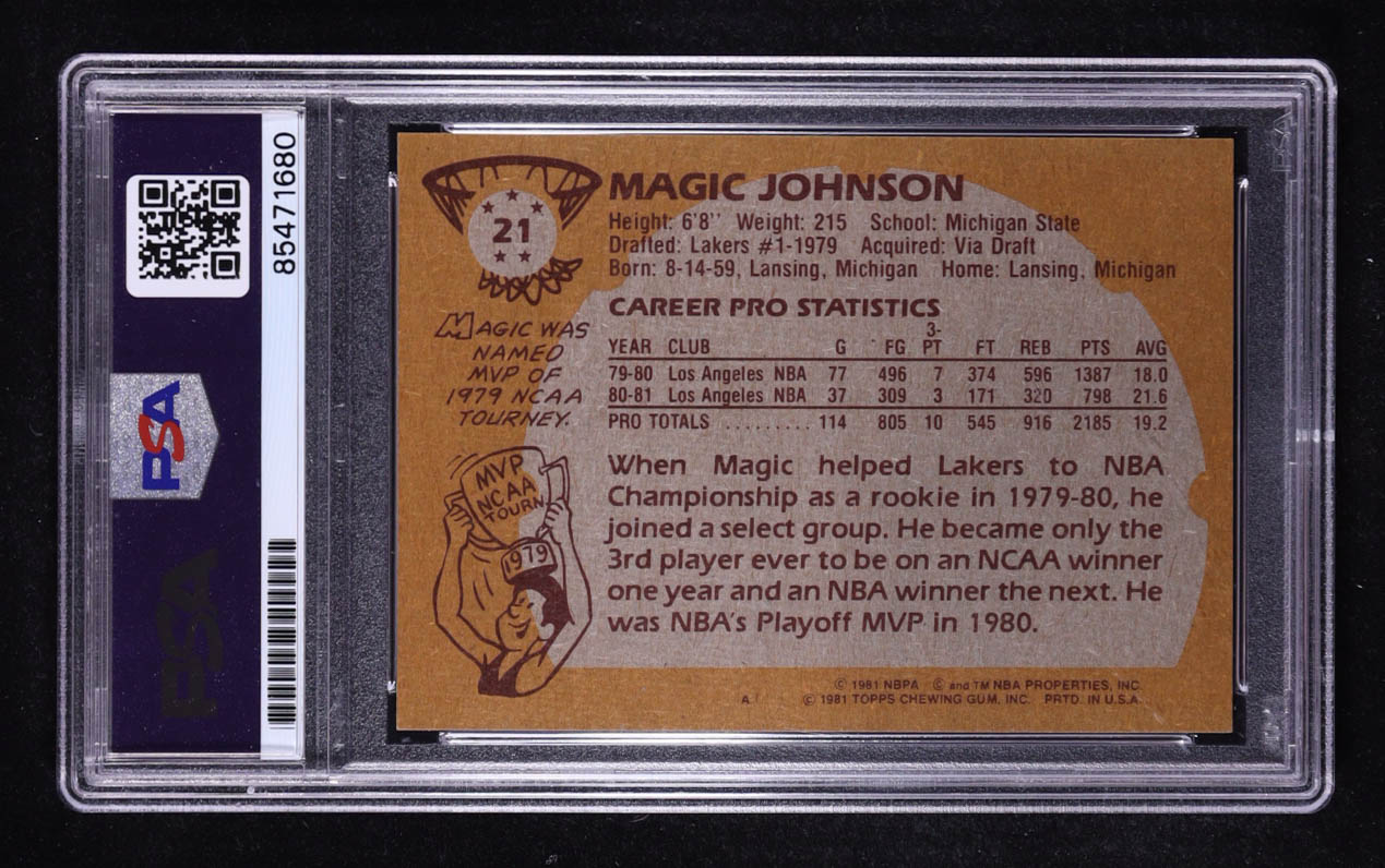 Magic Johnson Signed 1981 Topps #21 (PSA | Autograph Graded PSA 10) at PristineAuction.com Magic Johnson Signed 1981 Topps #21 (PSA | Autograph Graded PSA 10) at PristineAuction.com