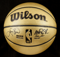 Magic Johnson & Larry Bird Signed Gold Edition NBA Basketball (PSA & Beckett) at PristineAuction.com