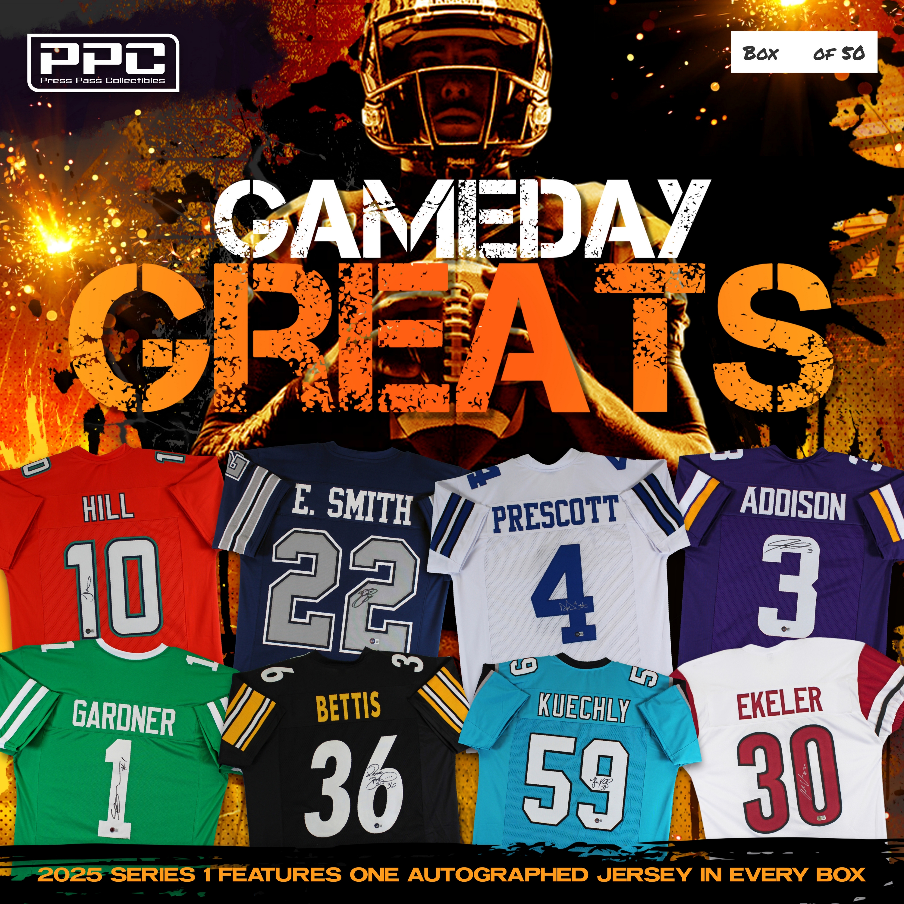 Press Pass Collectibles 2025 Gameday Greats Football Jersey Mystery Box – Series 1 (Limited to 50) at PristineAuction.com Press Pass Collectibles 2025 Gameday Greats Football Jersey Mystery Box – Series 1 (Limited to 50) at PristineAuction.com
