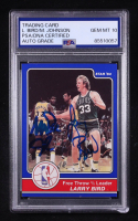 Larry Bird / Magic Johnson Signed 1984 Star Co. Free Throw % Leader #15 (PSA | Autograph Graded PSA 10) at PristineAuction.com