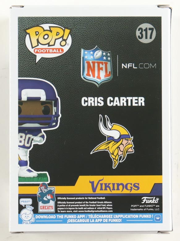 Cris Carter Signed Vikings #317 Funko Pop! Vinyl Figure (Schwartz) at PristineAuction.com Cris Carter Signed Vikings #317 Funko Pop! Vinyl Figure (Schwartz) at PristineAuction.com