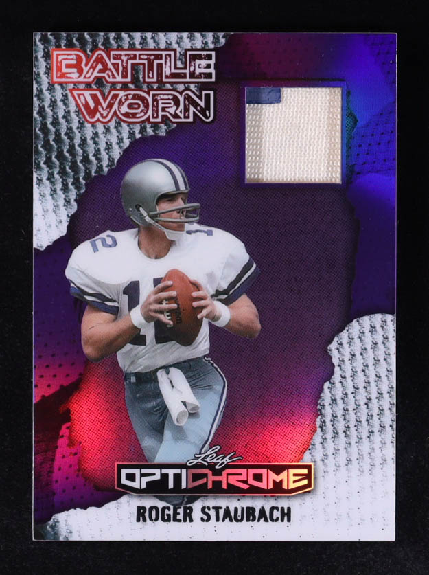 Roger Staubach 2025 Leaf Optichrome Battle Worn Purple JSY #BW20 #2/5 at PristineAuction.com Roger Staubach 2025 Leaf Optichrome Battle Worn Purple JSY #BW20 #2/5 at PristineAuction.com