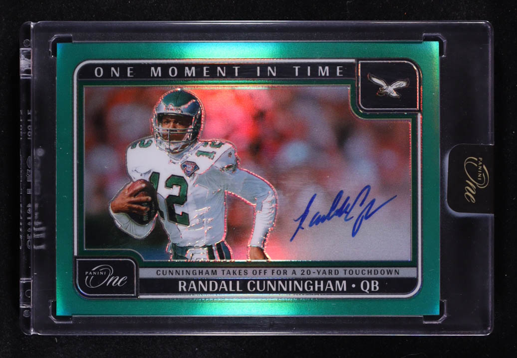 Randall Cunningham 2024 Panini One One Moment in Time Autographs Green #389 #18/40 at PristineAuction.com Randall Cunningham 2024 Panini One One Moment in Time Autographs Green #389 #18/40 at PristineAuction.com