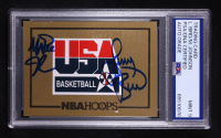 Larry Bird / Magic Johnson Signed 1991 NBA Hoops Skybox USA Basketball Gold Dream Team (PSA | Autograph Graded PSA 9) at PristineAuction.com