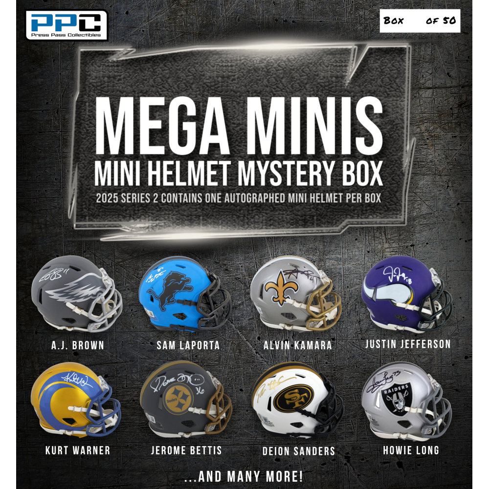 Press Pass Collectibles 2025 Mega Mini Helmet Mystery Box – Series 2 (Limited to 50) at PristineAuction.com