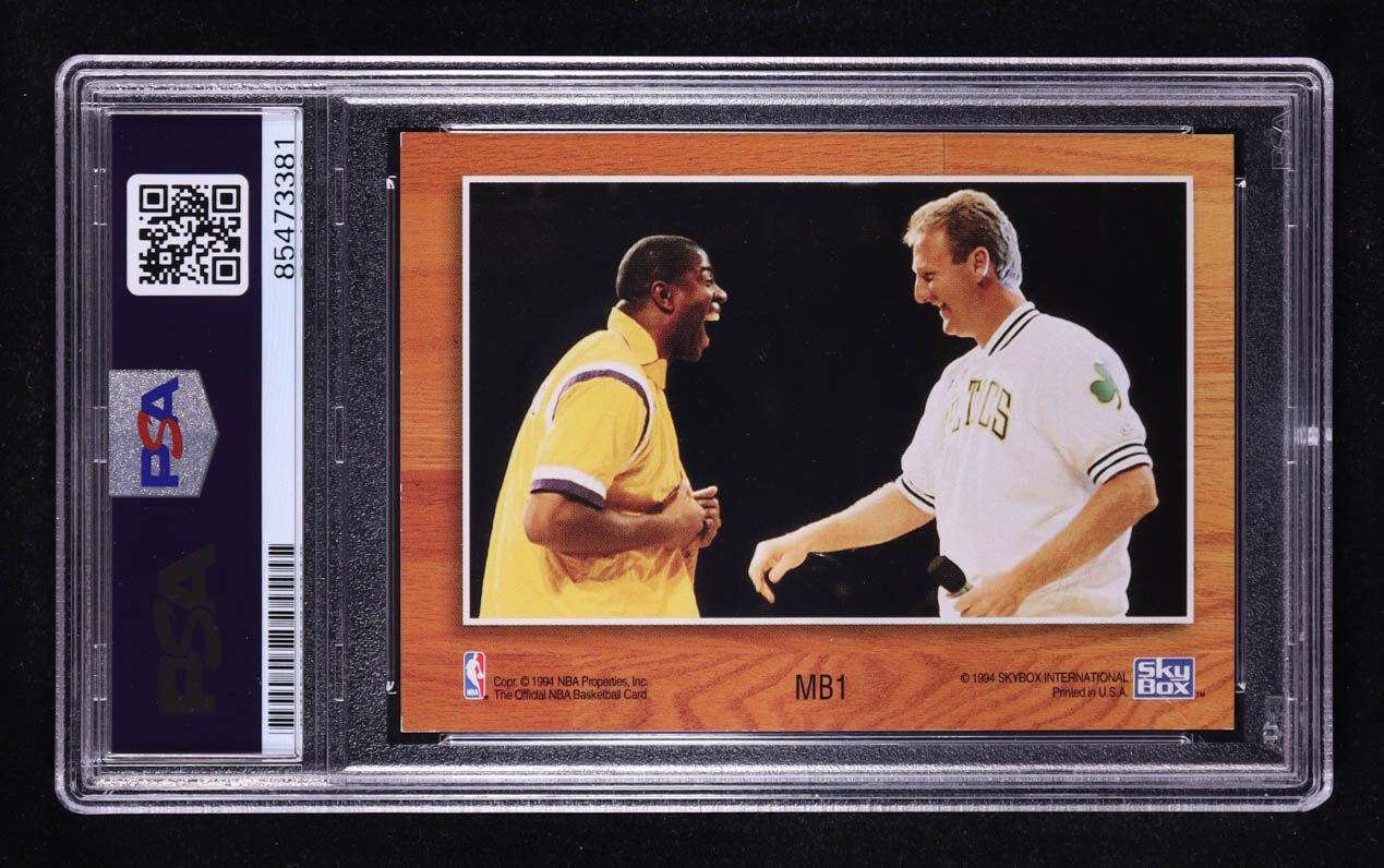 Larry Bird / Magic Johnson Signed 1994 NBA Hoops Skybox Gold #MB-1 (PSA | Autograph Graded PSA 10) at PristineAuction.com Larry Bird / Magic Johnson Signed 1994 NBA Hoops Skybox Gold #MB-1 (PSA | Autograph Graded PSA 10) at PristineAuction.com
