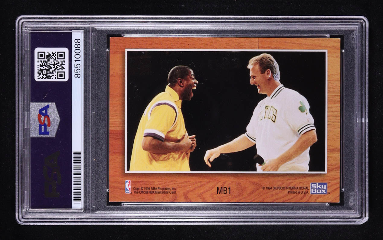 Larry Bird / Magic Johnson Signed 1994 NBA Hoops Skybox Gold #MB-1 (PSA | Autograph Graded PSA 10) at PristineAuction.com Larry Bird / Magic Johnson Signed 1994 NBA Hoops Skybox Gold #MB-1 (PSA | Autograph Graded PSA 10) at PristineAuction.com