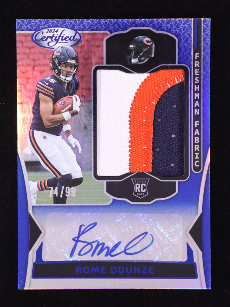 Rome Odunze 2024 Certified Freshman Fabric Mirror Signatures Blue #4 RC #74/99