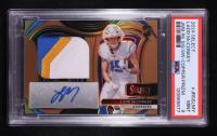 Ladd McConkey 2024 Select Jumbo Rookie Signature Swatches Prizm Copper #10 #36/49 RC (PSA 9) at PristineAuction.com