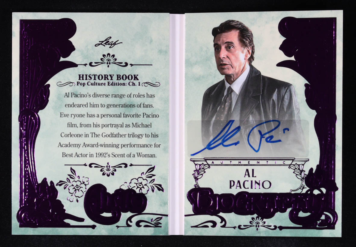Al Pacino 2024 Leaf Autobiography History Book Pop Culture Edition Ch.1 Purple Foil Autographs #AAP1 #7/10 at PristineAuction.com Al Pacino 2024 Leaf Autobiography History Book Pop Culture Edition Ch.1 Purple Foil Autographs #AAP1 #7/10 at PristineAuction.com