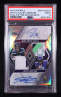 Jaxon Smith-Njigba / Jordan Addison 2023 Panini Phoenix Dual Patch Autographs #13 #27/50 RC (PSA 9) at PristineAuction.com