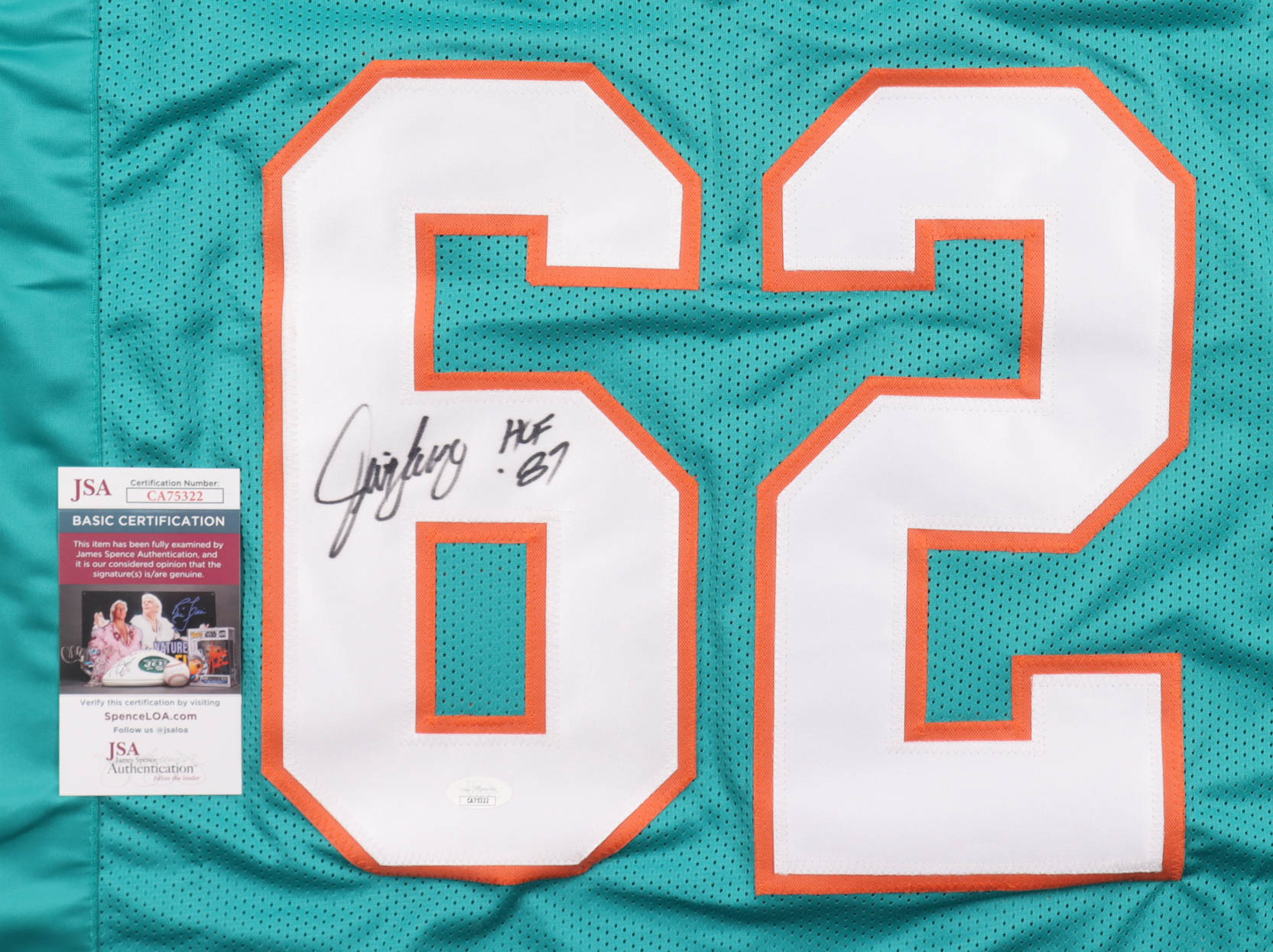 Jim Langer Signed Jersey Inscribed "HOF 87" (JSA) at PristineAuction.com Jim Langer Signed Jersey Inscribed "HOF 87" (JSA) at PristineAuction.com