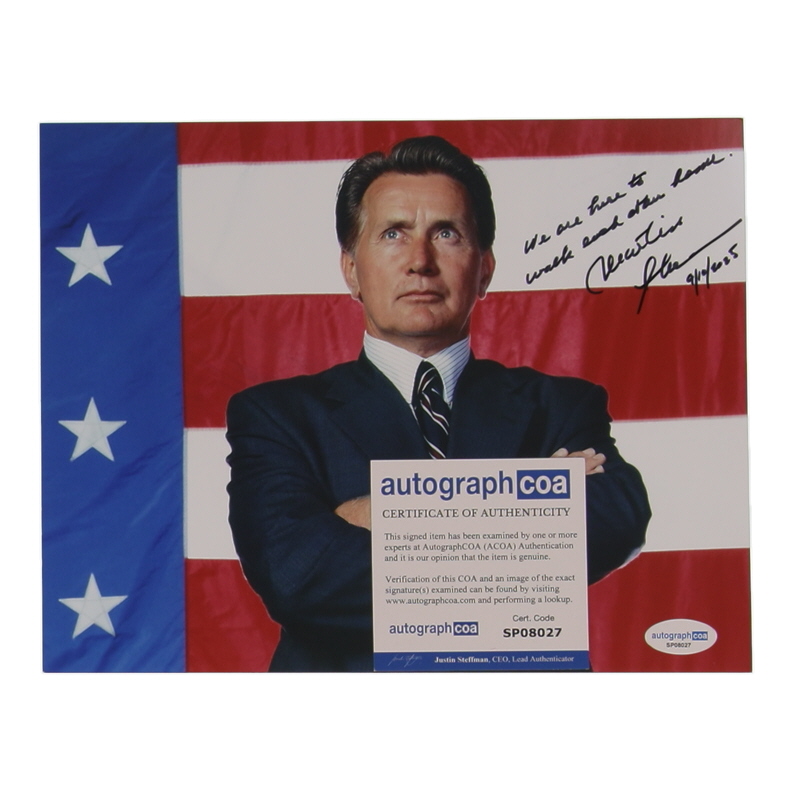 Martin Sheen Signed "The West Wing" 8x10 Photo with Extensive Inscription and Date (ACOA) at PristineAuction.com Martin Sheen Signed "The West Wing" 8x10 Photo with Extensive Inscription and Date (ACOA) at PristineAuction.com
