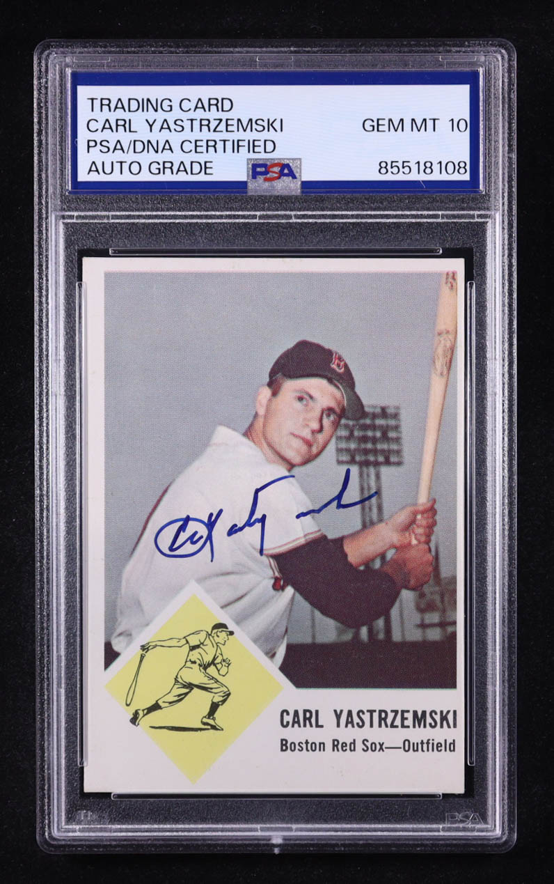 Carl Yastrzemski Signed 1963 Fleer #8 (PSA | Autograph Graded PSA 10) at PristineAuction.com Carl Yastrzemski Signed 1963 Fleer #8 (PSA | Autograph Graded PSA 10) at PristineAuction.com
