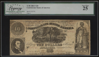 1861 Confederate $10 Currency Note, T-30 (Legacy 25 VF) at PristineAuction.com