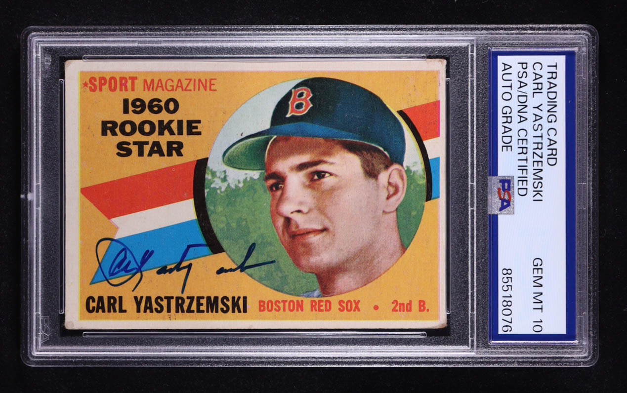 Carl Yastrzemski Signed 1960 Topps Rookie Star #148 RC (PSA | Autograph Graded PSA 10) at PristineAuction.com Carl Yastrzemski Signed 1960 Topps Rookie Star #148 RC (PSA | Autograph Graded PSA 10) at PristineAuction.com