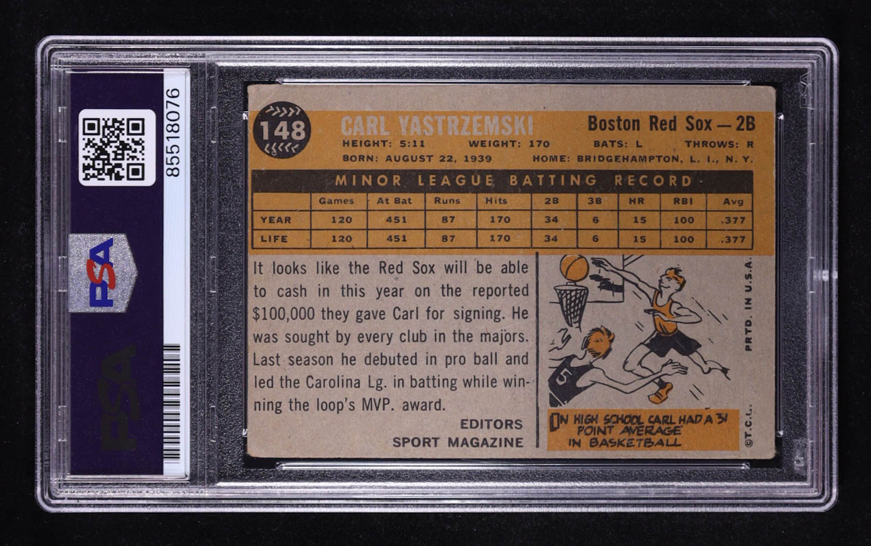 Carl Yastrzemski Signed 1960 Topps Rookie Star #148 RC (PSA | Autograph Graded PSA 10) at PristineAuction.com Carl Yastrzemski Signed 1960 Topps Rookie Star #148 RC (PSA | Autograph Graded PSA 10) at PristineAuction.com