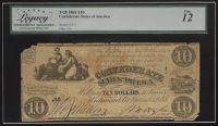 1861 Confederate $10 Currency Note, T-28 (Legacy 12 F) at PristineAuction.com